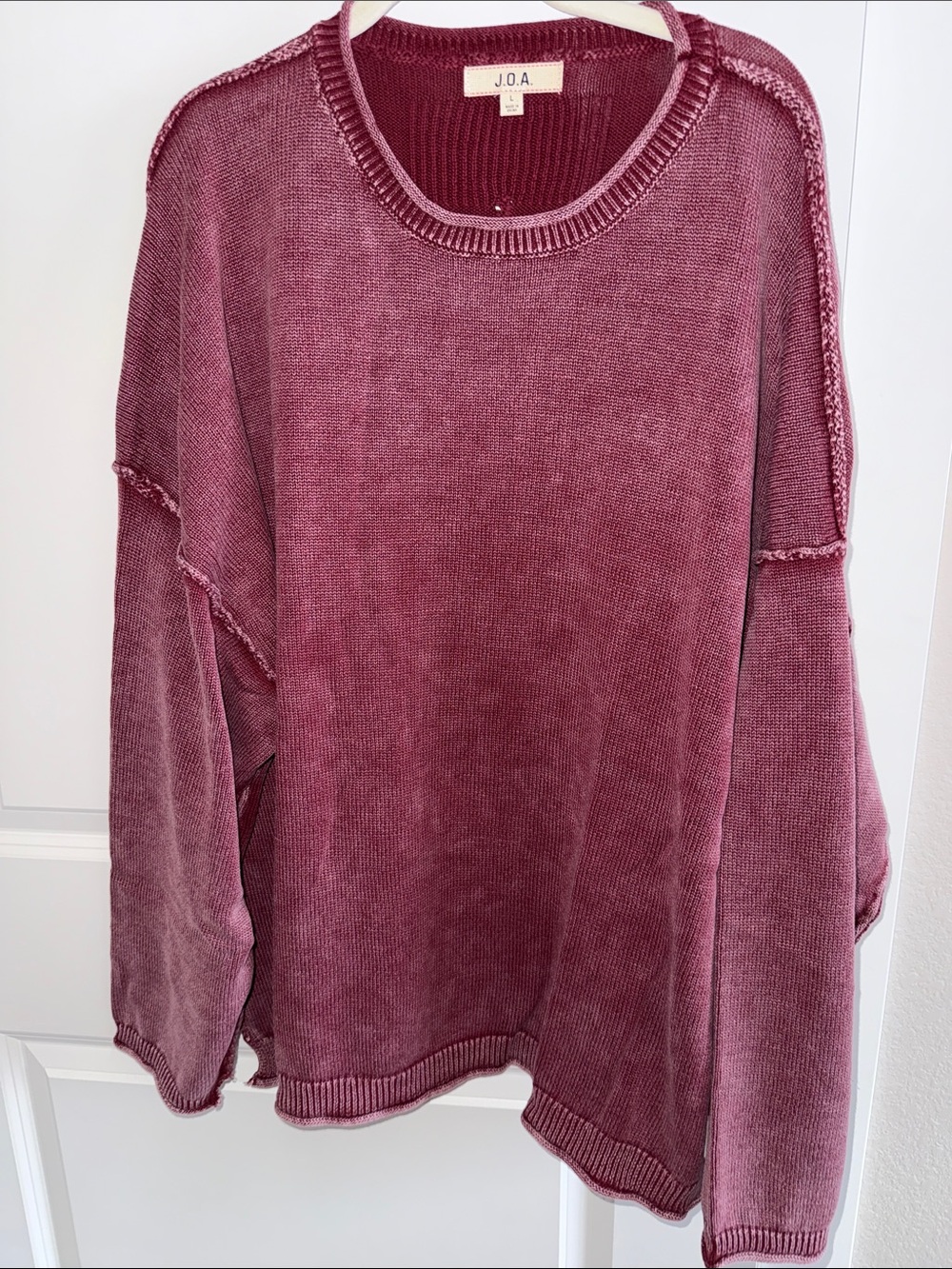 J.O.A. Women's Washed Rose Crewneck Sweater